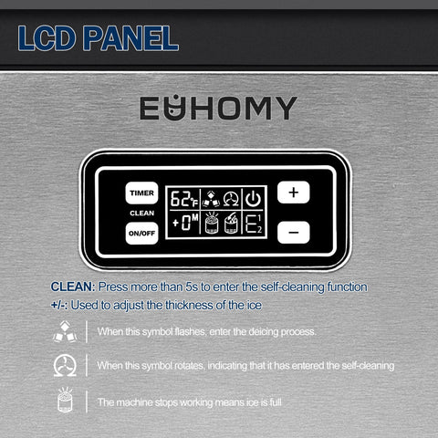 EUHOMY Commercial Ice Maker Machine, 100lbs/24H