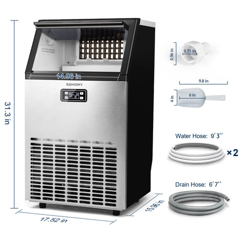 EUHOMY Commercial Ice Maker Machine, 100lbs/24H