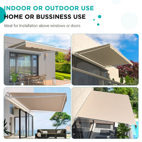 AECOJOY 10'×8' Manual Retractable Awning Sun Shade Patio Awning Cover