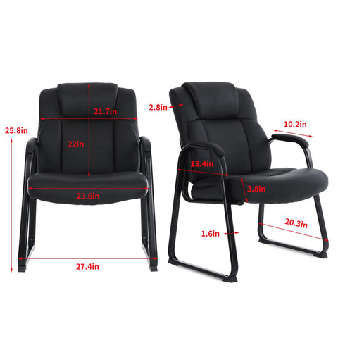 CLATINA Big & Tall 400 lb Guest Chair, Leather Reception Chairs