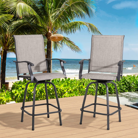 Vongrasig 2 Piece Patio Swivel Bar Chairs