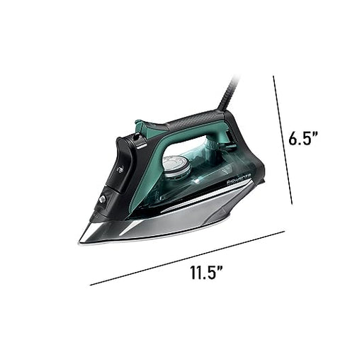 Rowenta, Iron, Pro Master Stainless Steel Soleplate Steam Iron for Clothes, 210 g/min, 400 Microsteam Holes, 1775 Watts, Auto-Off, Ironing, Green Clothes Iron, DW8360