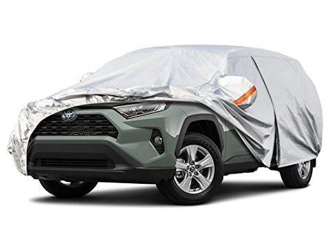 Kayme 6 Layers SUV Car Cover Custom Fit for Toyota RAV4 (2006-2024), Waterproof All Weather for Automobiles,Rain Sun UV Protection.Silver