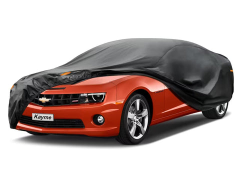 Kayme 7 Layers Car Cover Custom Fit for Chevrolet Chevy Camaro (2010-2024) Waterproof All Weather for Automobiles, Outdoor Full Cover Rain Sun UV Protection.Black