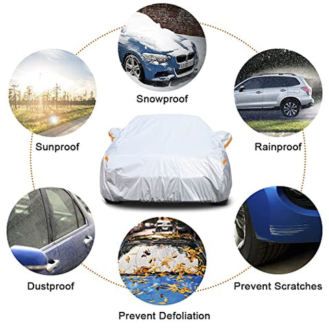 Kayme 6 Layers SUV Car Cover Custom Fit for Toyota RAV4 (2006-2024), Waterproof All Weather for Automobiles,Rain Sun UV Protection.Silver