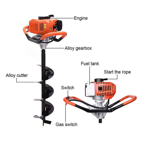 PRIJESSE Gas Powered Post Hole Digger Earth Auger Drill