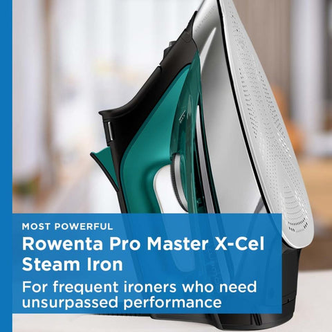 Rowenta, Iron, Pro Master Stainless Steel Soleplate Steam Iron for Clothes, 210 g/min, 400 Microsteam Holes, 1775 Watts, Auto-Off, Ironing, Green Clothes Iron, DW8360