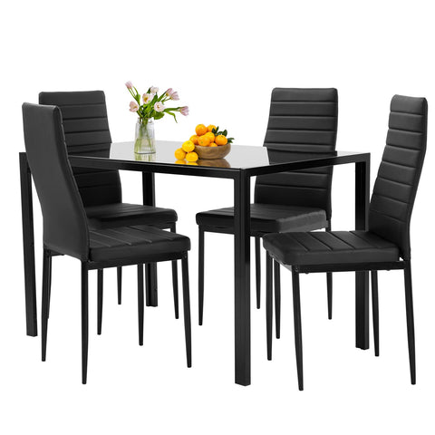 FDW Glass Dining Room Table Set with 4 Chairs