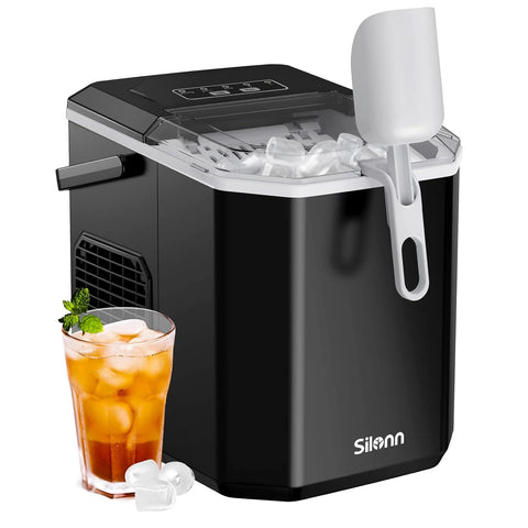 SILONN Compact Portable Self-Cleaning Ice Maker with Handle