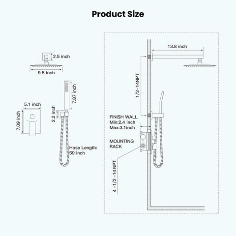 gotonovo Rainfall Bathroom Shower System