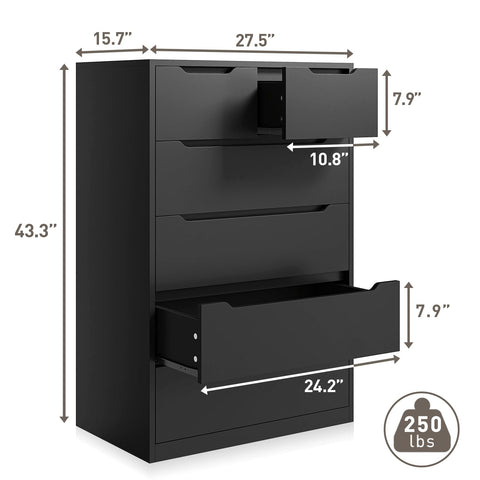 EnHomee Dresser for Bedroom with 6 Wood Drawers