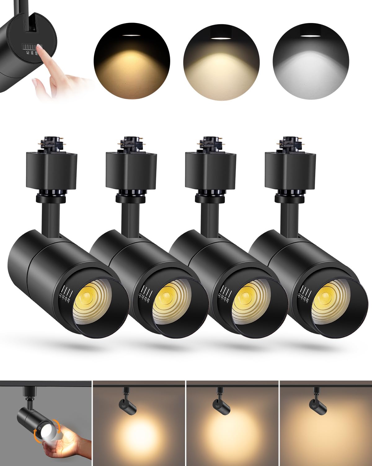 VANoopee 4 Pack Zoomable 10W LED Track Lighting Heads