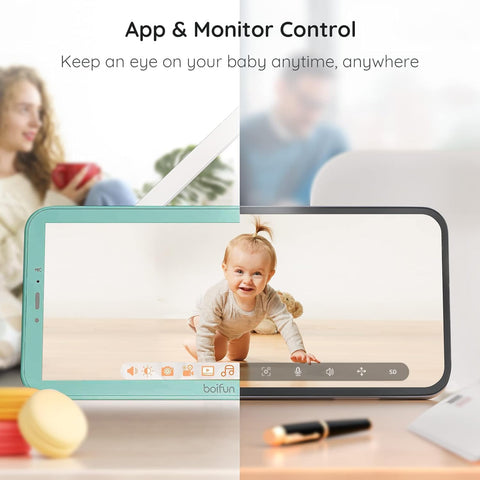 BOIFUN 2024 5" Split-Screen Baby Monitor with 2 Cameras