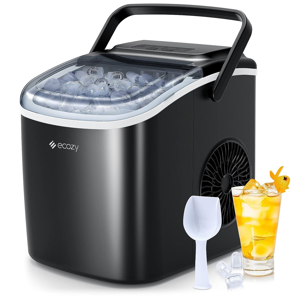 ECOZY Efficient Portable Self-Cleaning Ice Maker Black