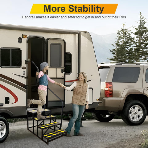 Tocretoare RV 4 Steps Ladder with Handrail for 5th Wheel RV