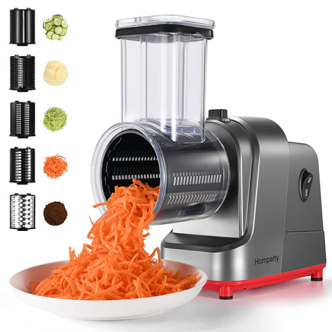 Homparty Electric Cheese Grater, 250W Electric Slicer Shredder