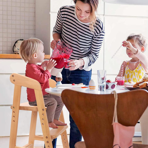 YOLEO Wooden High Chair for Toddlers - Adjustable & Removable Cushion