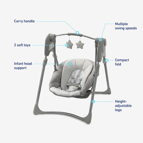 GRACO Stylish Space-Saving Compact Baby Swing Reign