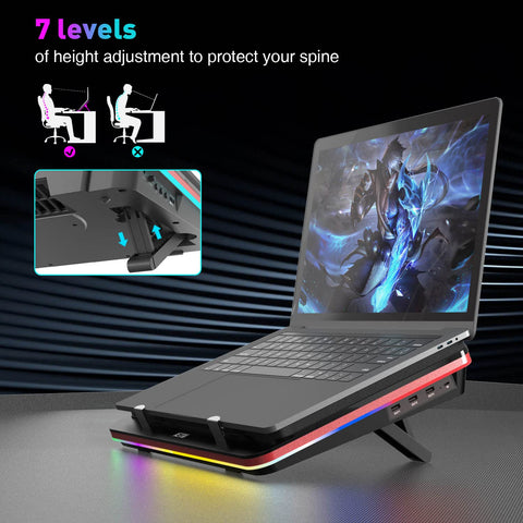 IETS GT500 Powerful Turbo-Fan RGB Laptop Cooling Pad