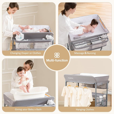 MAYDOLLY Baby Changing Table with Wheels - Portable & Waterproof