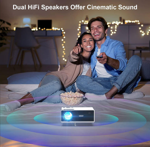 FUDONI Projector with WiFi and Bluetooth, Outdoor Portable 4K Support Projector 18000L HD 1080P Max 300" Display Zoom, Movie Video Home Theater Projector Compatible with HDMI/USB/Phone/Laptop/TV Stick