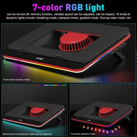 IETS GT500 Powerful Turbo-Fan RGB Laptop Cooling Pad