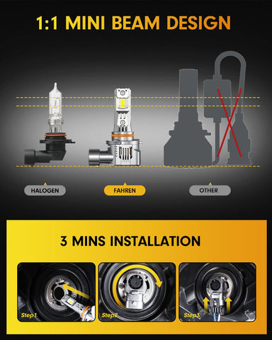 FAHREN 30000LM 800% Ultra Brightness 9005 Light Bulbs