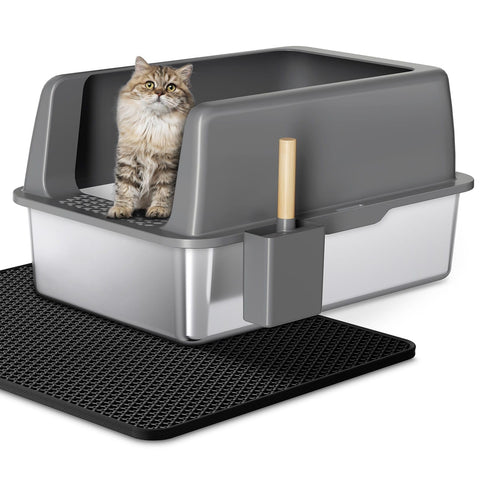 Zarler Stainless Steel Litter Box with Lid