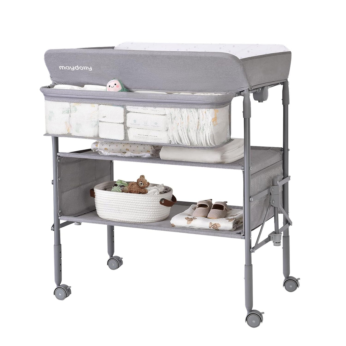 MAYDOLLY Baby Changing Table with Wheels - Portable & Waterproof