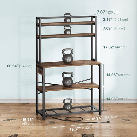 Denkee 39.4 Inch Wide Large Bakers Rack with 3 Power Outlets