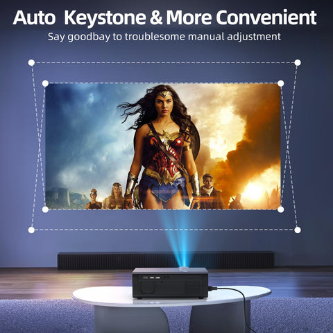 [Electric Focus/Auto Keystone] Projector with WiFi and Bluetooth, Native 1080P 20000L 4K Supported, FUDONI Outdoor Movie Projector for Home Theater UP to 300", for HDMI/USB/iOS/Android/TV Stick/Laptop