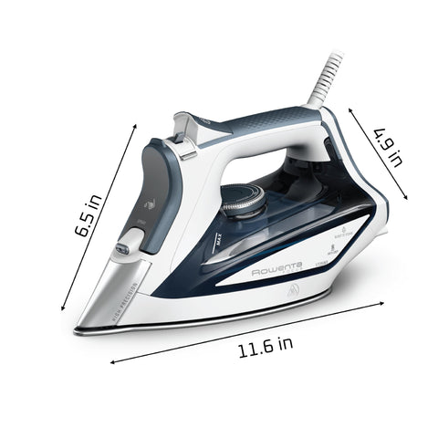 Rowenta, Iron, Focus Stainless Steel Soleplate Steam Iron for Clothes, 400 Microsteam Holes, Powerful steam blast, Leakproof, Lightweight, 1725 Watts, Ironing, Blue Clothes Iron, DW5280