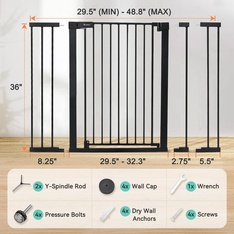 COMOMY 36" Extra Tall Baby Gate for Stairs Doorways