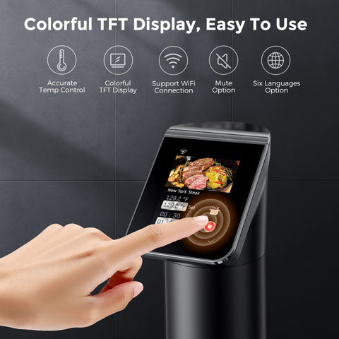 KitchenBoss WIFI Sous Vide Cooker with TFT Preset Recipes