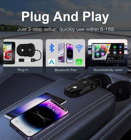 ITIDU Wireless Carplay/Android Auto Adapter, Plug & Play Setup