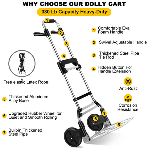 330 LB Capacity Folding Hand Truck Dolly Cart