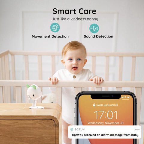 BOIFUN Split Screen Wifi Baby Monitor with 2 Cameras & App