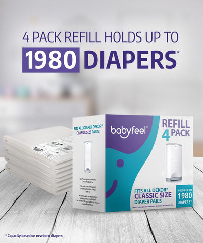 BABYFEEL Dekor Classic Diaper Pail Refills - 4 Pack