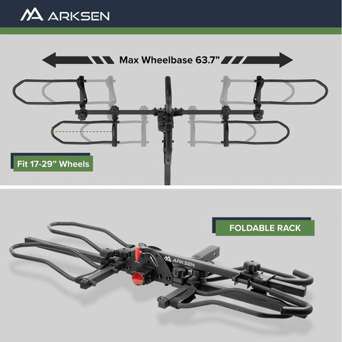 Arksen 150 lb 2-Bike Rack Hitch Mount Platform