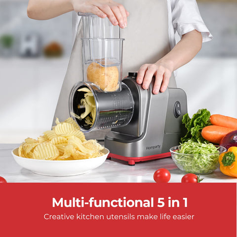 Homparty Electric Cheese Grater, 250W Electric Slicer Shredder