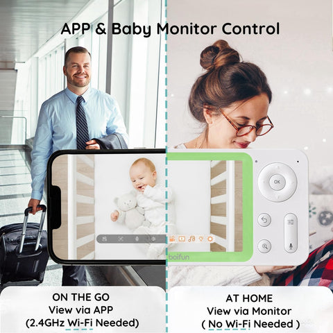 BOIFUN Split Screen Wifi Baby Monitor with 2 Cameras & App