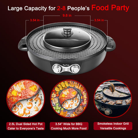 Food Party DUO Electric Smokeless Grill and Hot Pot