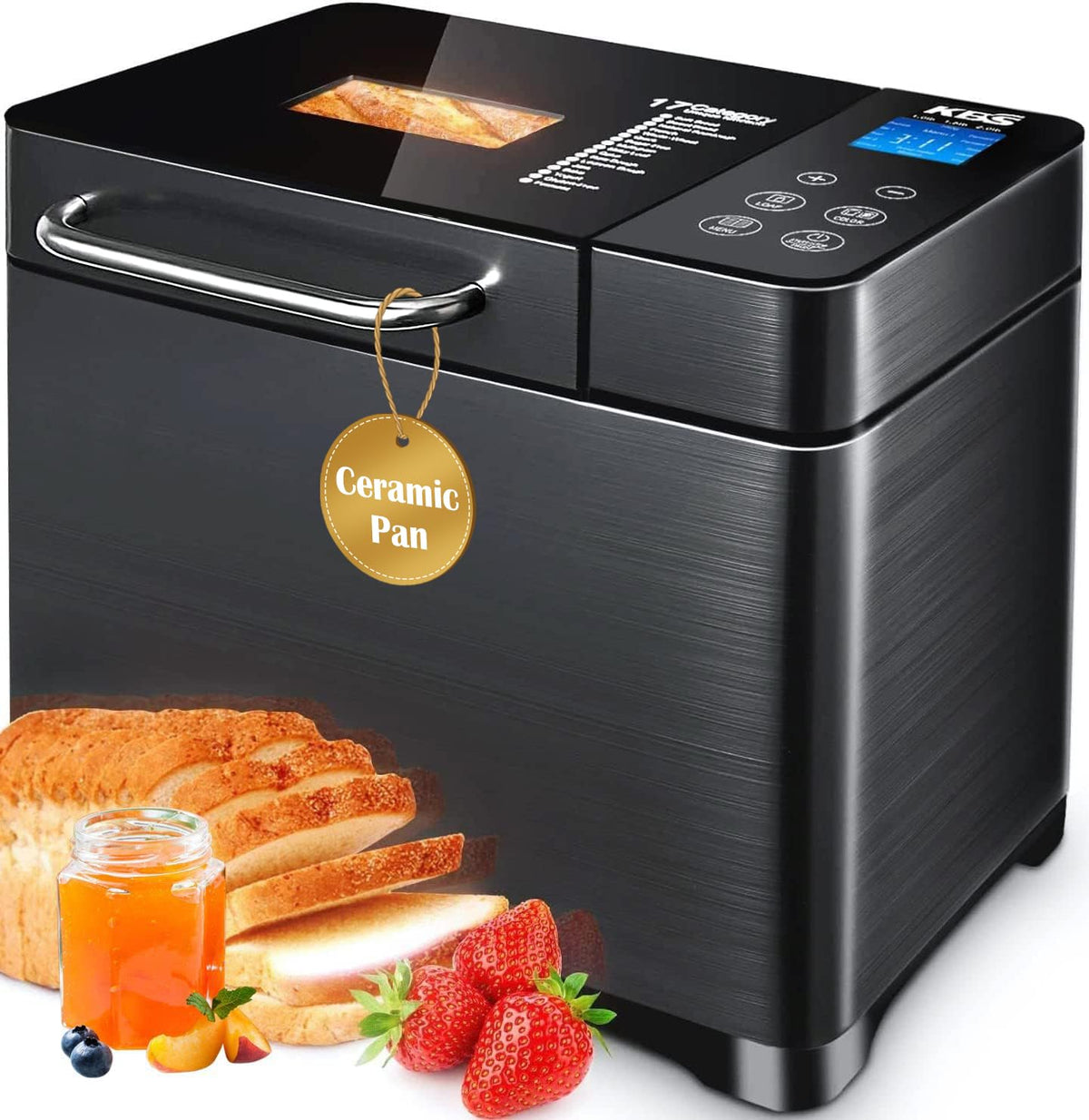 KBS 17-in-1 Stainless Steel Bread Machine with Dual Heaters