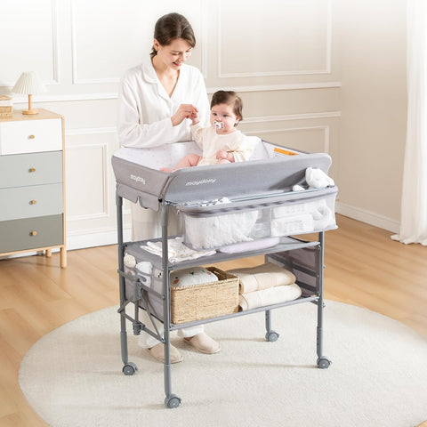 MAYDOLLY Baby Changing Table with Wheels - Portable & Waterproof