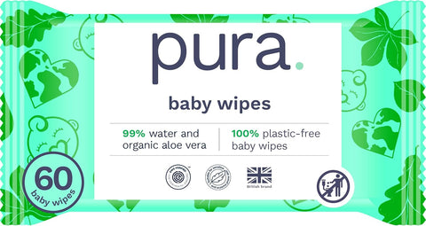 PURA Natural Sensitive Baby Wipes - 99% Water, Unscented