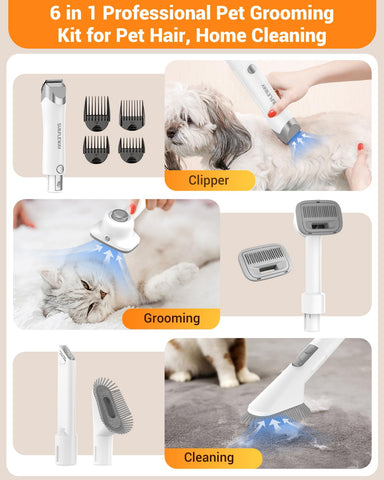 Simple Way Pet Grooming Vacuum, 6 in 1 Dog Grooming Kit