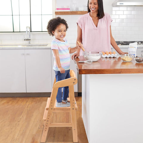 YOLEO Wooden High Chair for Toddlers - Adjustable & Removable Cushion