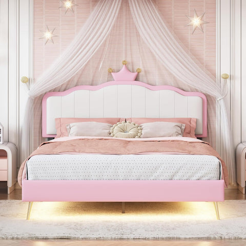 Linique Full Size Upholstered Bed Frame with LED Lights
