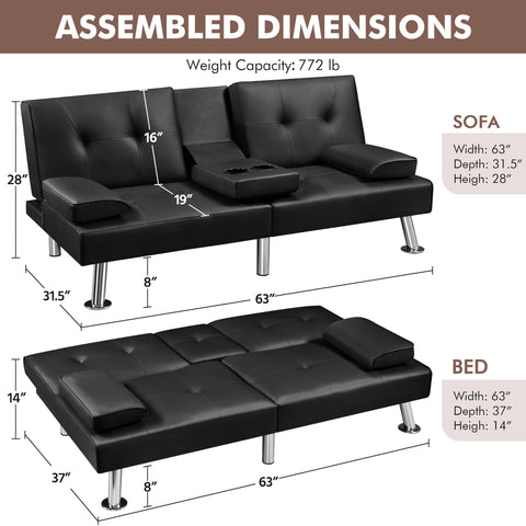 Yaheetech Convertible Sofa Bed Adjustable Couch Sleeper