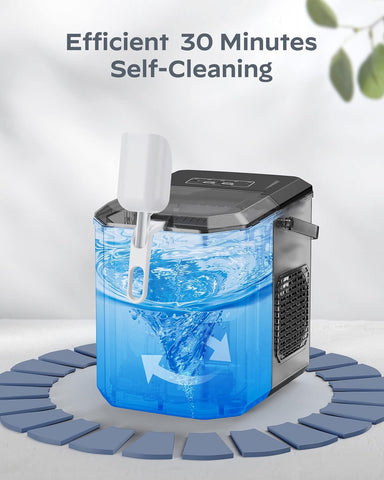 SILONN Compact Portable Self-Cleaning Ice Maker with Handle